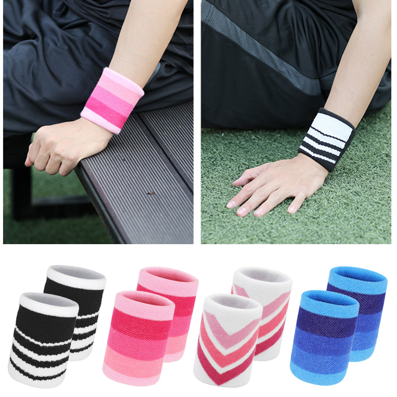 Wristband Pair Sweat - 1 زوج ملون البوليستر القطن الكبار
