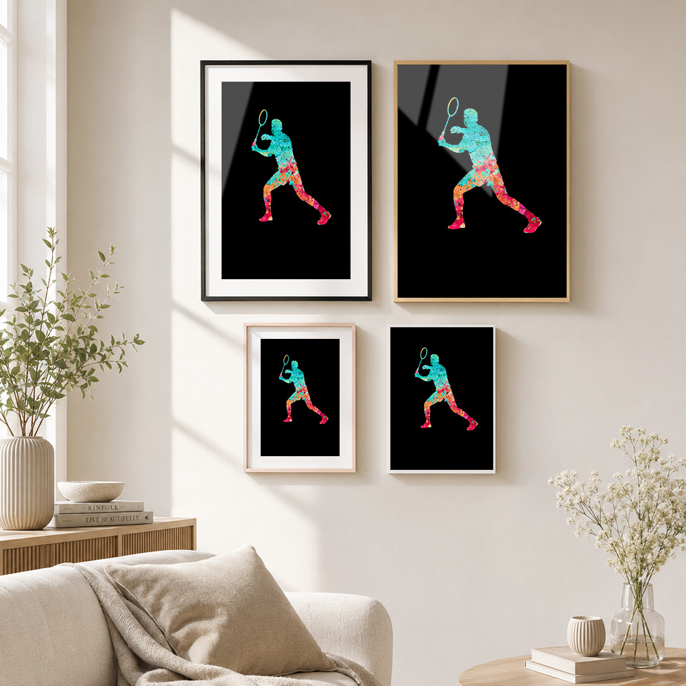 ملصق معدني مؤطر بألوان زاهية ل - مراجعة Badminton Photo وسعره